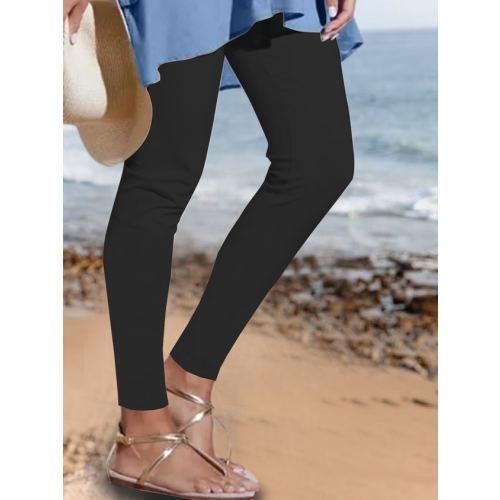 Plain elastic waist foundation simple high elastic PANTS LEGGINGS plus size